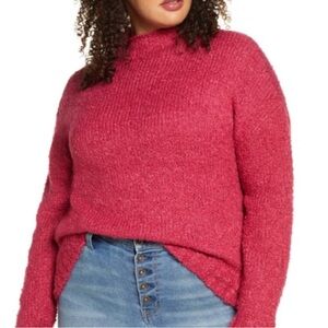 BP pink boucle funnel neck sweater